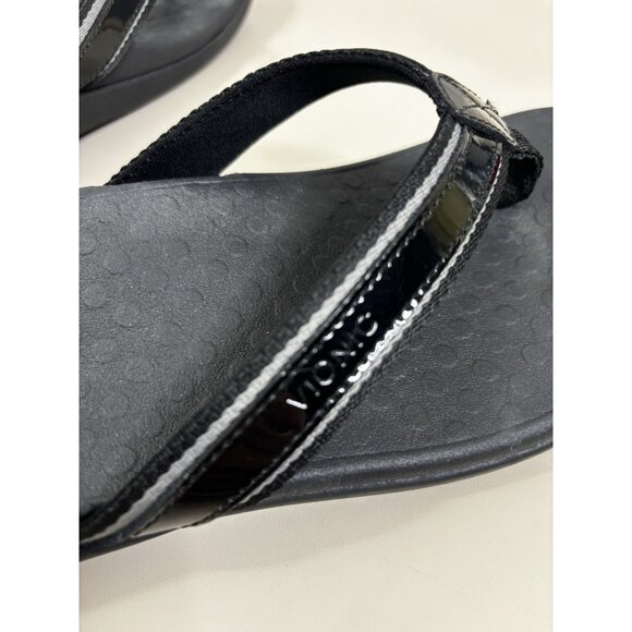 Vionic Tide Sport Sz 10 Patent Black Sandals Comfort Shoes EUC - Picture 5 of 6